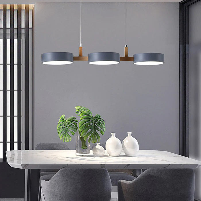 Lampe à suspension cylindrique Delira Scandinavisch Metal Hout