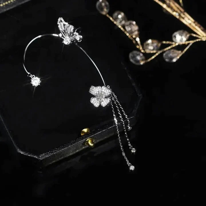 Boucles d'oreilles papillon élégantes et scintillantes – Style chic sans piercing