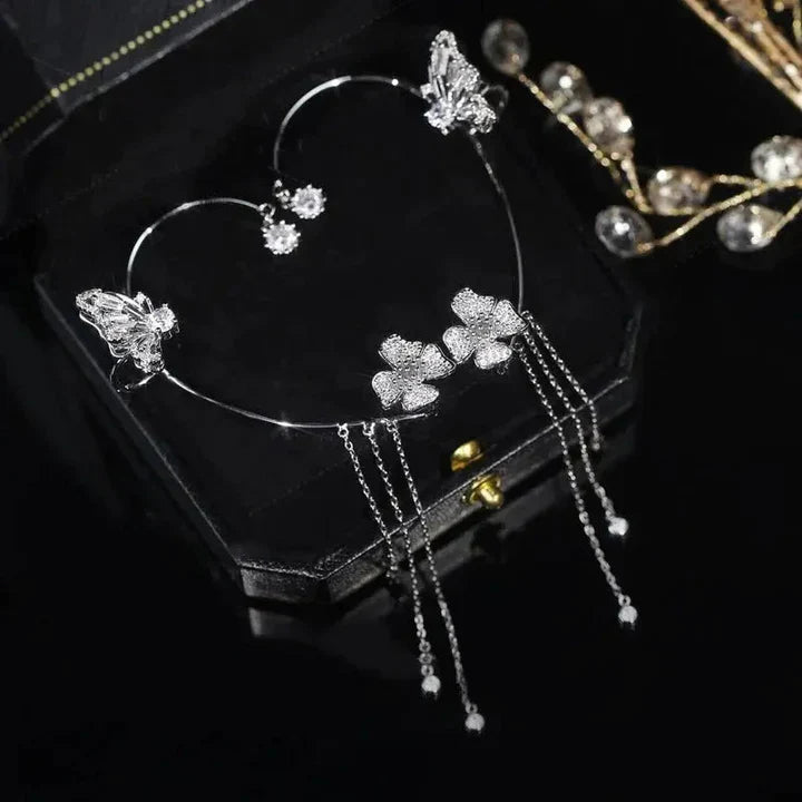 Boucles d'oreilles papillon élégantes et scintillantes – Style chic sans piercing