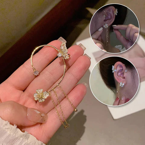 Boucles d'oreilles papillon élégantes et scintillantes – Style chic sans piercing