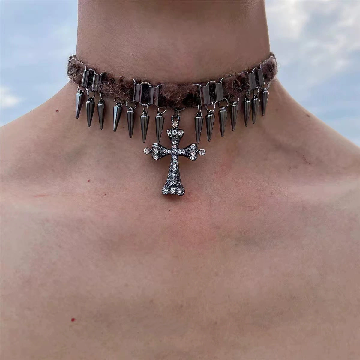 Dark Halloween Cross Collarbone Chain