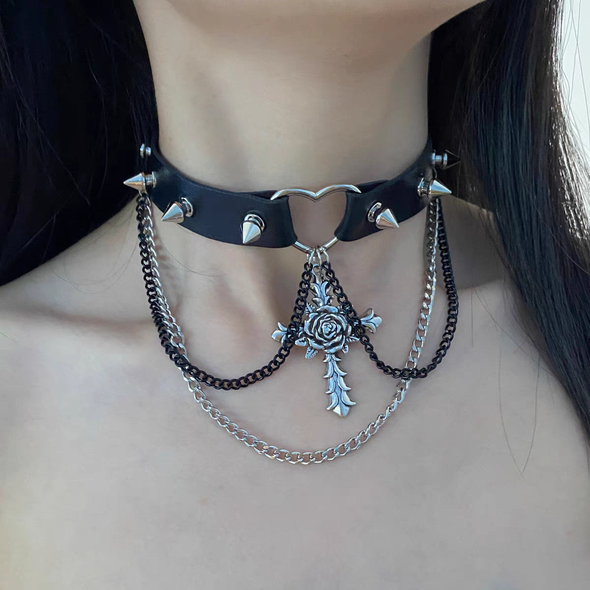 Dark Halloween Cross Collarbone Chain
