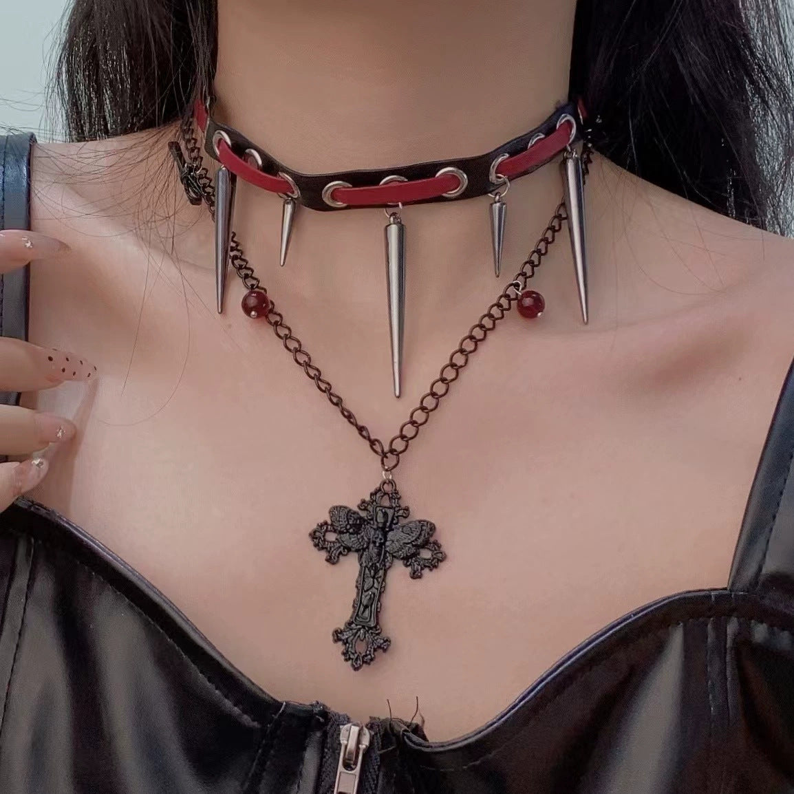 Dark Halloween Cross Collarbone Chain