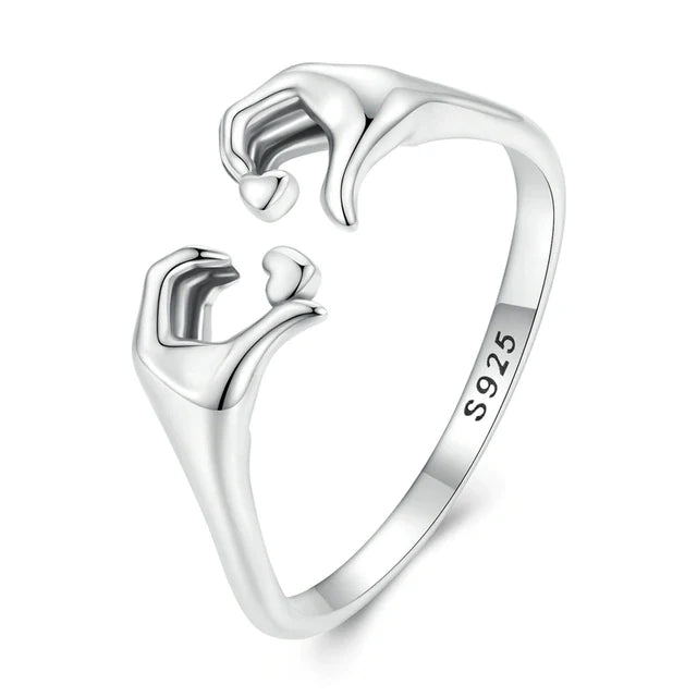 Bague de couple en argent sterling 925 avec inscription « Embracing Love »