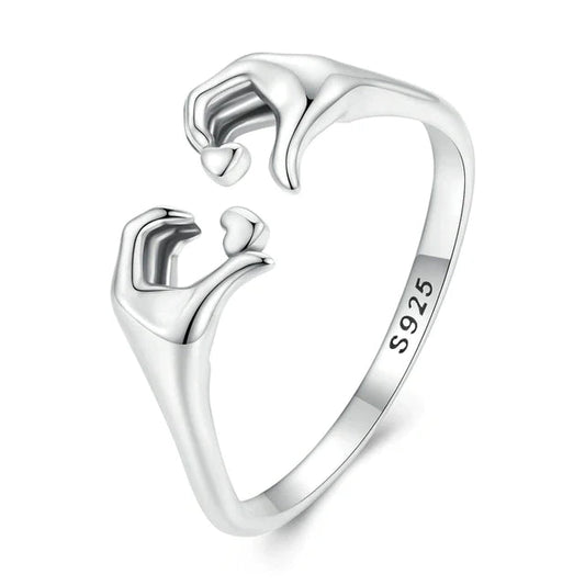 Bague de couple en argent sterling 925 avec inscription « Embracing Love »