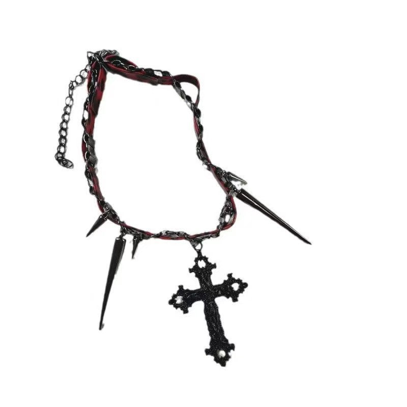 Dark Halloween Cross Collarbone Chain