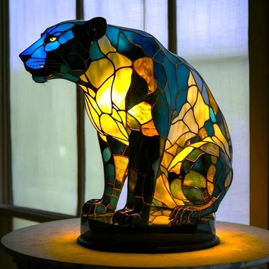 Fauve | Magical Panther Lamp Made of Colored Glass