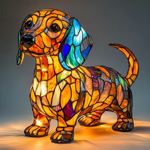 Mimi | Magical Dog Lamp Made of Colored Glass