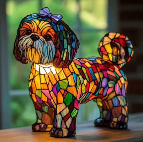 Nina | Magical Dog Lamp Made of Colorful Glass