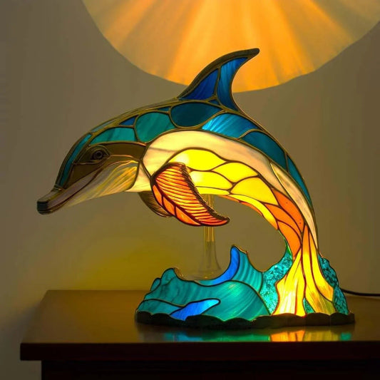 Flip | Magical Dolphin Lamp Made of Colored Glass