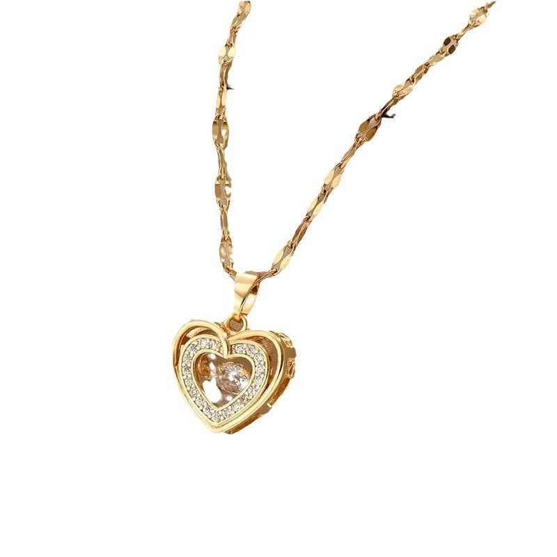 Micro-Inlaid Zirconia Heart Crystal Pendant Necklace