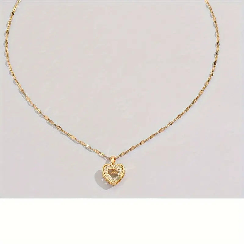 Micro-Inlaid Zirconia Heart Crystal Pendant Necklace