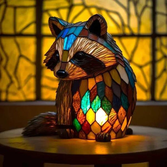 Filou | Magical Raccoon Lamp Made of Colorful Glass