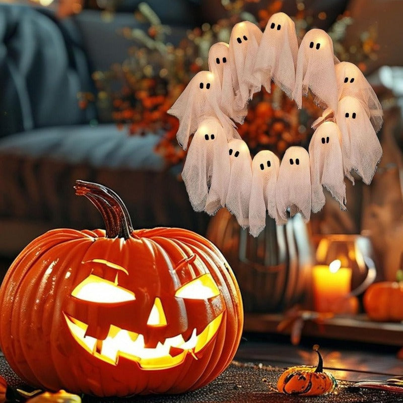 Halloween Ghost Wreath Front Door Hanging Decoration
