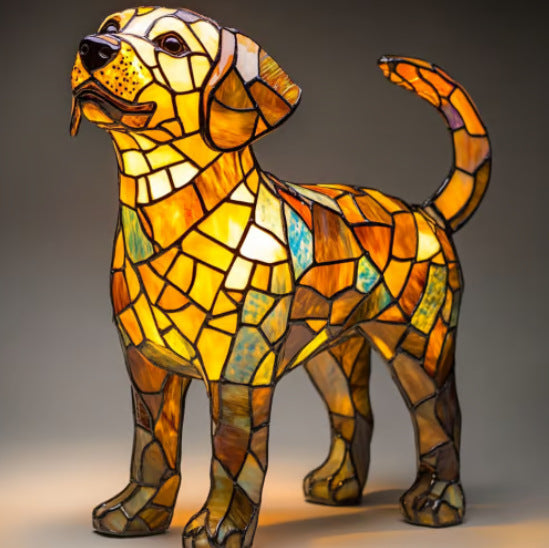 Hunter | Magical Dog Lamp Made of Colored Glass