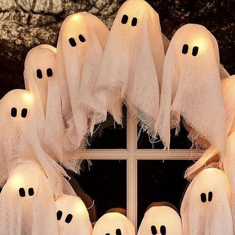 Halloween Ghost Wreath Front Door Hanging Decoration