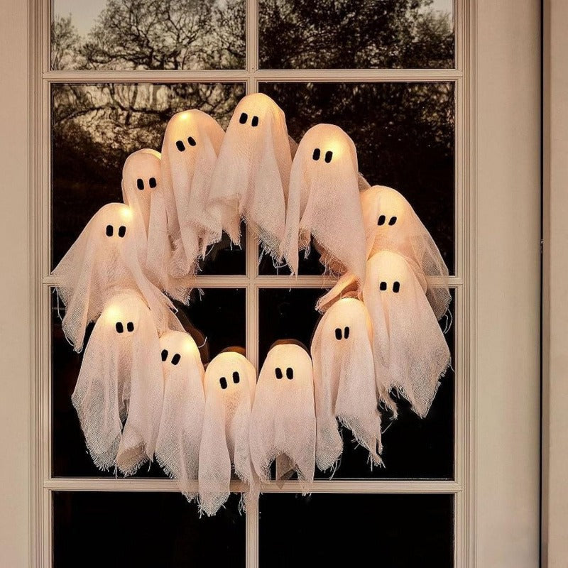 Halloween Ghost Wreath Front Door Hanging Decoration