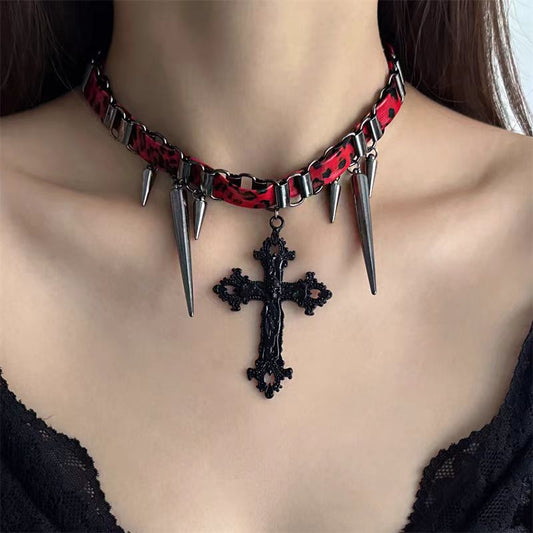 Dark Halloween Cross Collarbone Chain