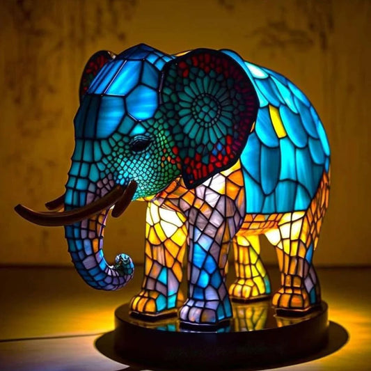 Rajah | Magical Elephant Lamp Made of Colored Glass