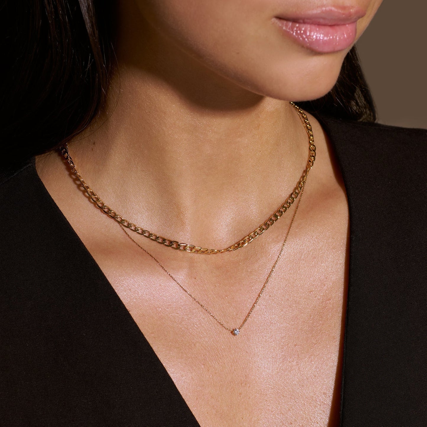 Gold Flat Link Chain Necklace