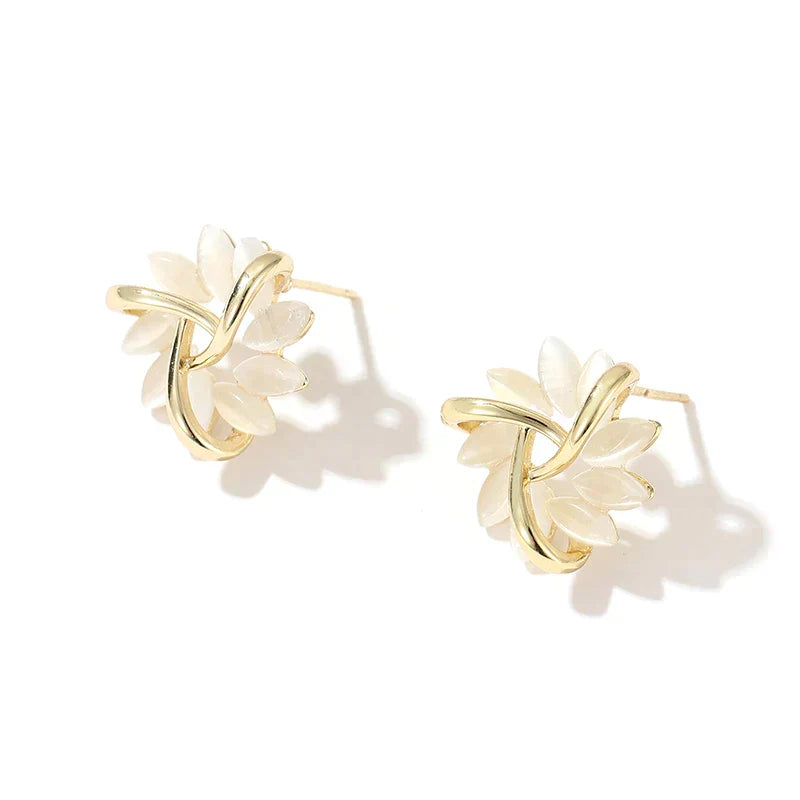 Tori™ – Boucles d'oreilles en pierre courbée et fleur