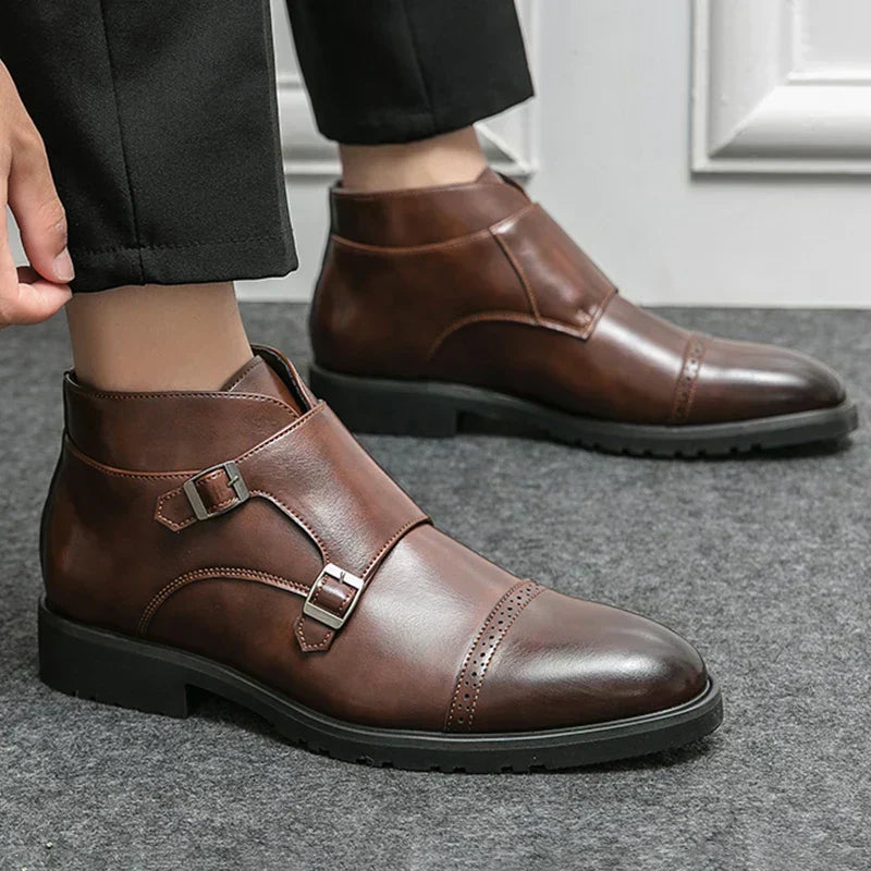 Parker | Faux Leather Double-Buckle Boots