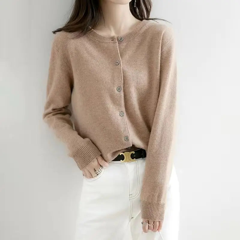Women's Cashmere O-Neck Cardigan™ - Solid Color