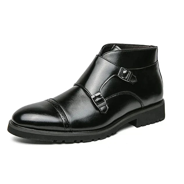 Parker | Faux Leather Double-Buckle Boots