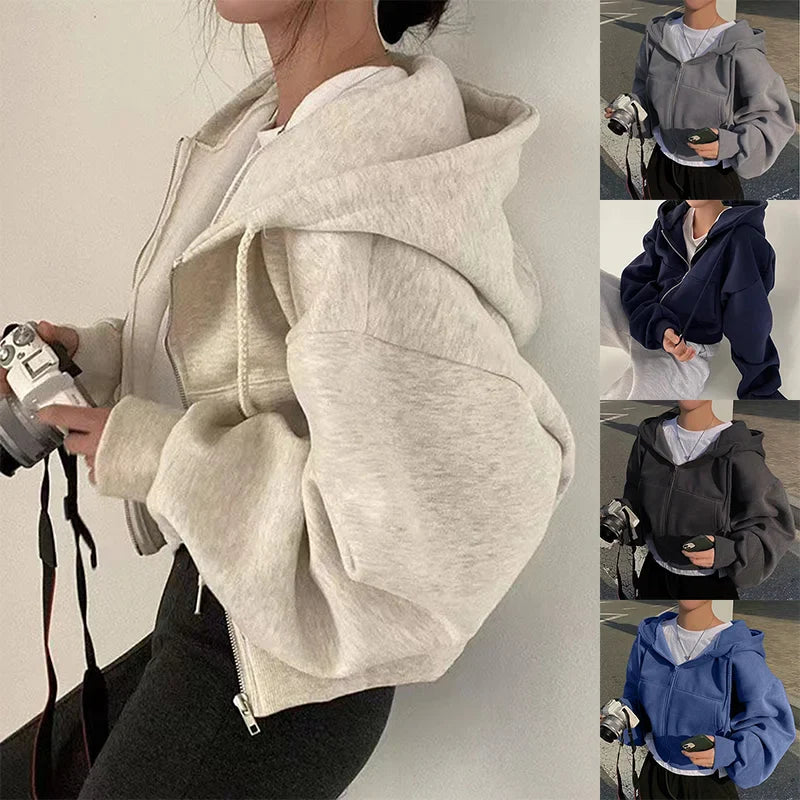 Women's Fleece-Lined Cropped Hoodie - New Arrival™