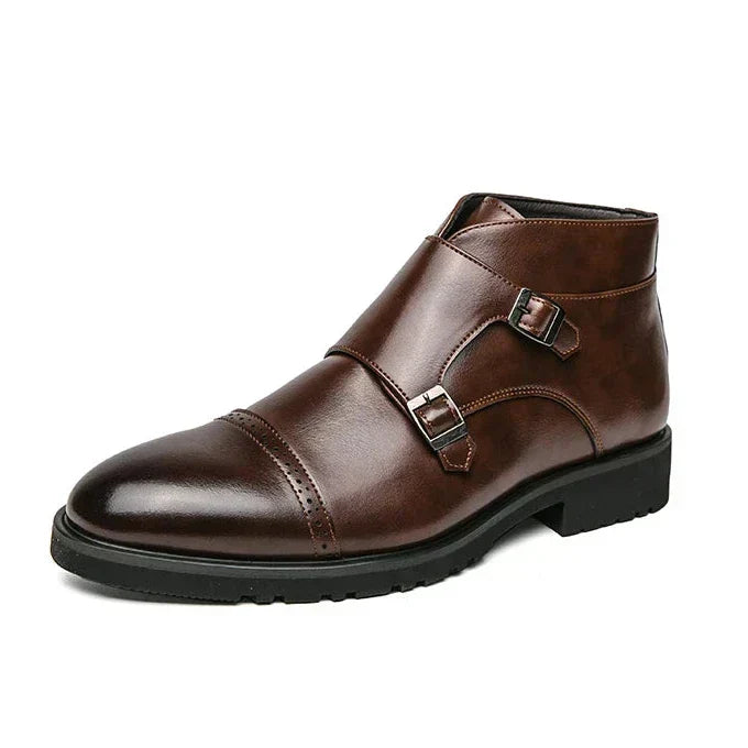 Parker | Faux Leather Double-Buckle Boots