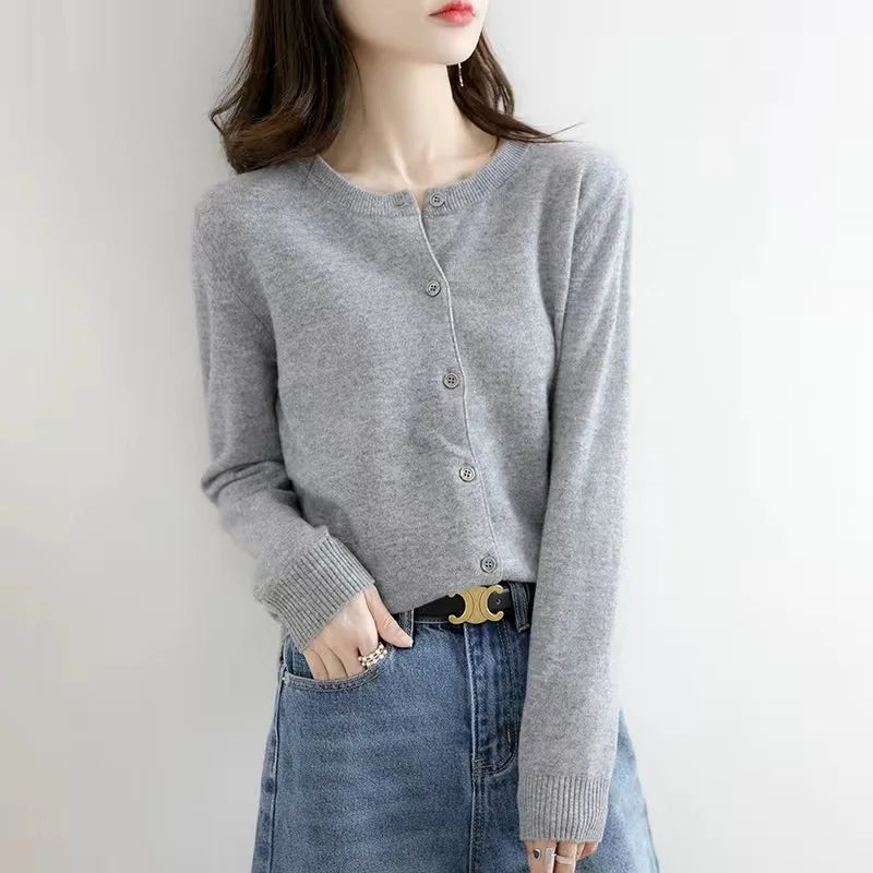 Women's Cashmere O-Neck Cardigan™ - Solid Color