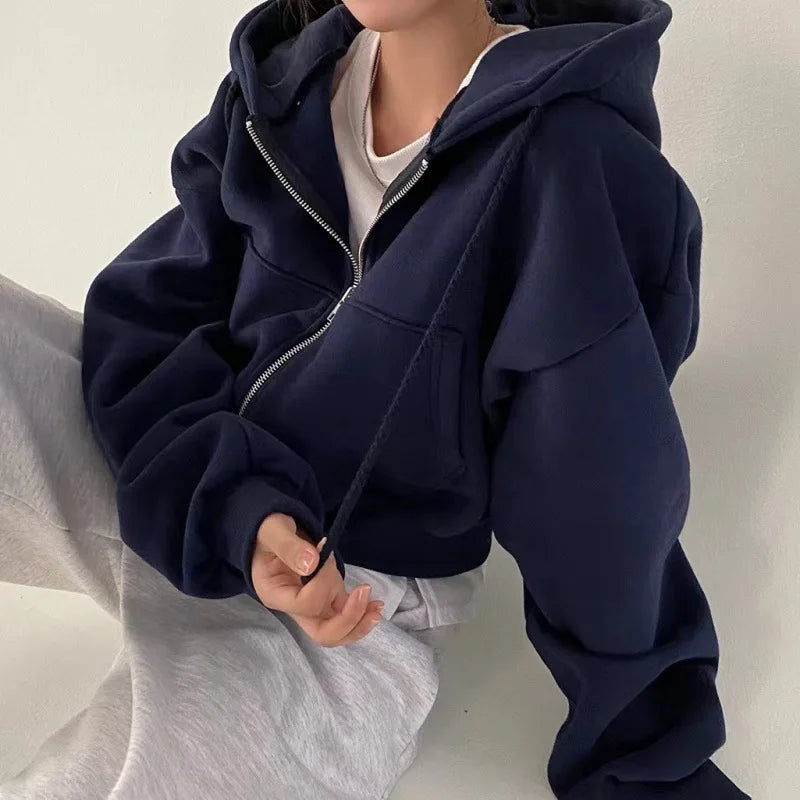 Women's Fleece-Lined Cropped Hoodie - New Arrival™