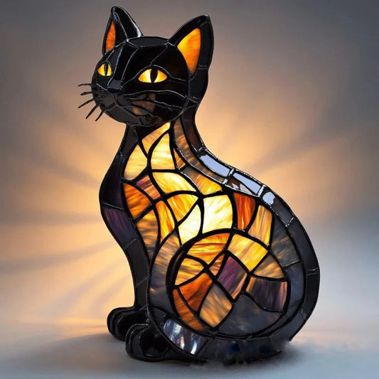 Mira | Magical Cat Lamp Made of Colored Glass