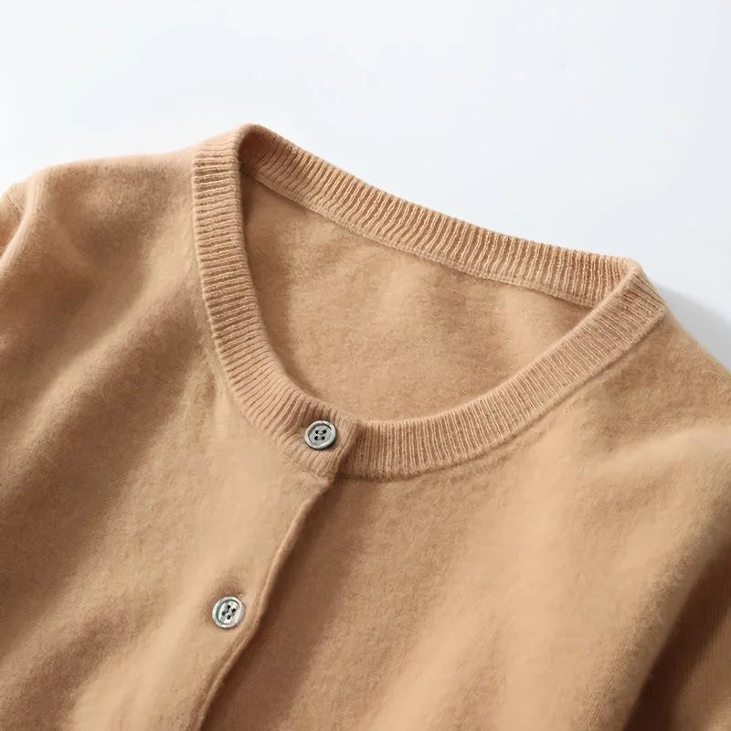 Women's Cashmere O-Neck Cardigan™ - Solid Color