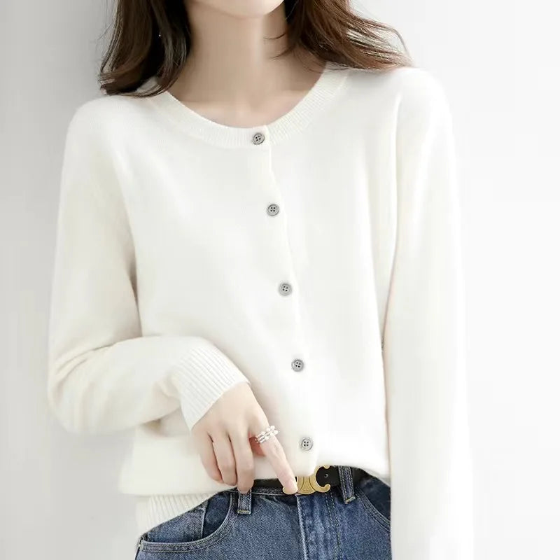 Women's Cashmere O-Neck Cardigan™ - Solid Color