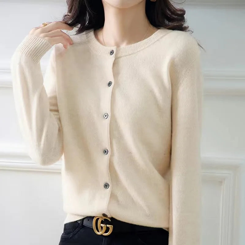 Women's Cashmere O-Neck Cardigan™ - Solid Color