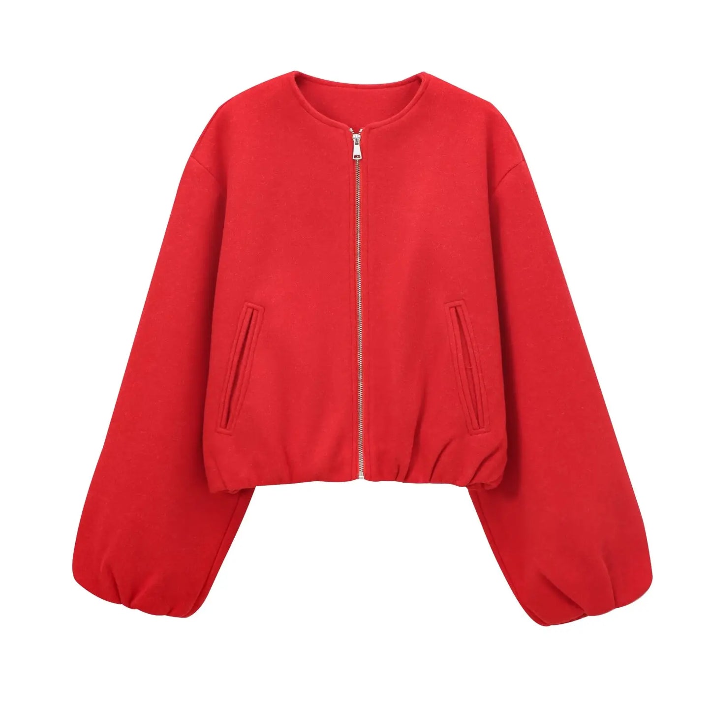Rits™ Women's Red Zipper Bomber Jacket