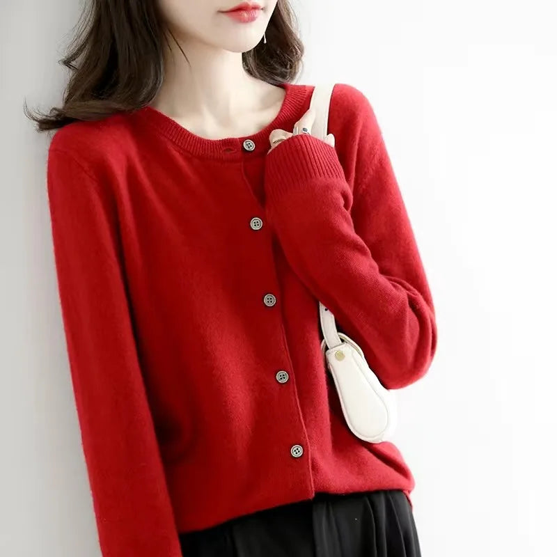 Women's Cashmere O-Neck Cardigan™ - Solid Color