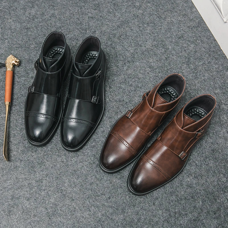 Parker | Faux Leather Double-Buckle Boots