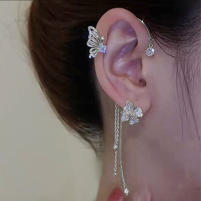 Boucles d'oreilles papillon élégantes et scintillantes – Style chic sans piercing
