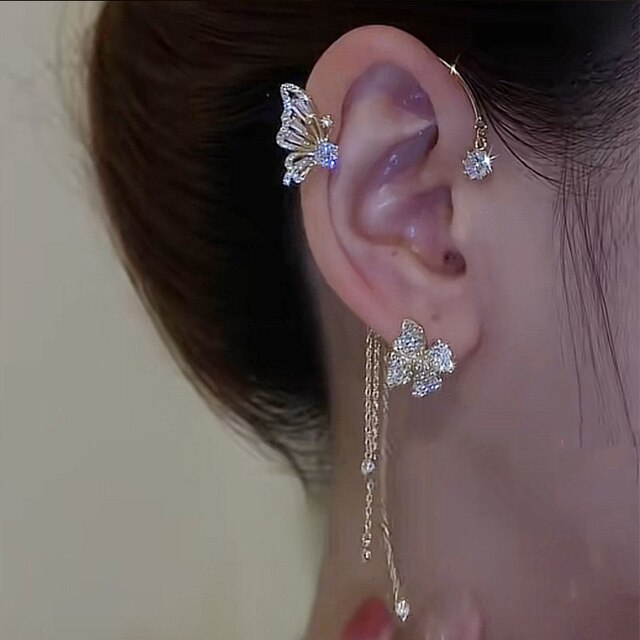 Boucles d'oreilles papillon élégantes et scintillantes – Style chic sans piercing