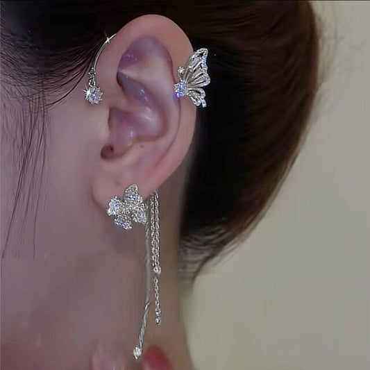 Boucles d'oreilles papillon élégantes et scintillantes – Style chic sans piercing