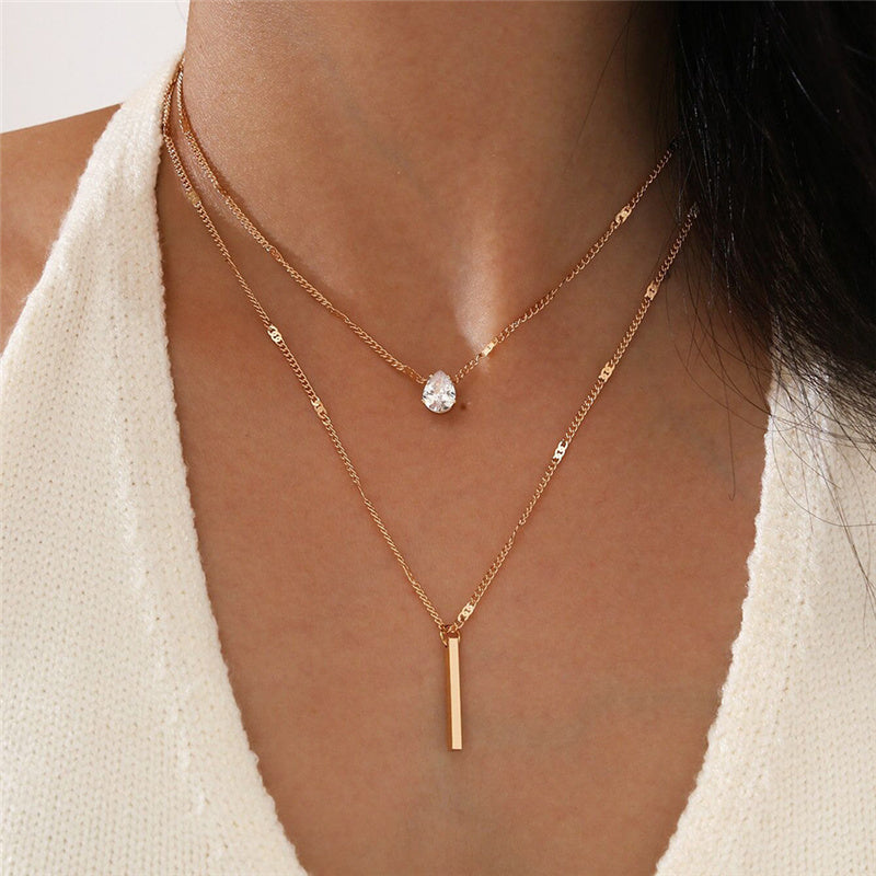 Ensemble de colliers avec pendentif en or et paillettes pour le cou