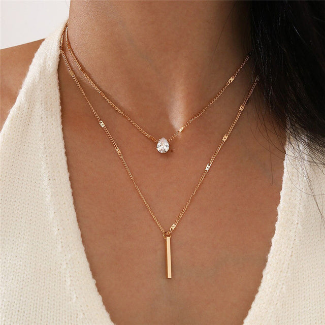 Ensemble de colliers avec pendentif en or et paillettes pour le cou