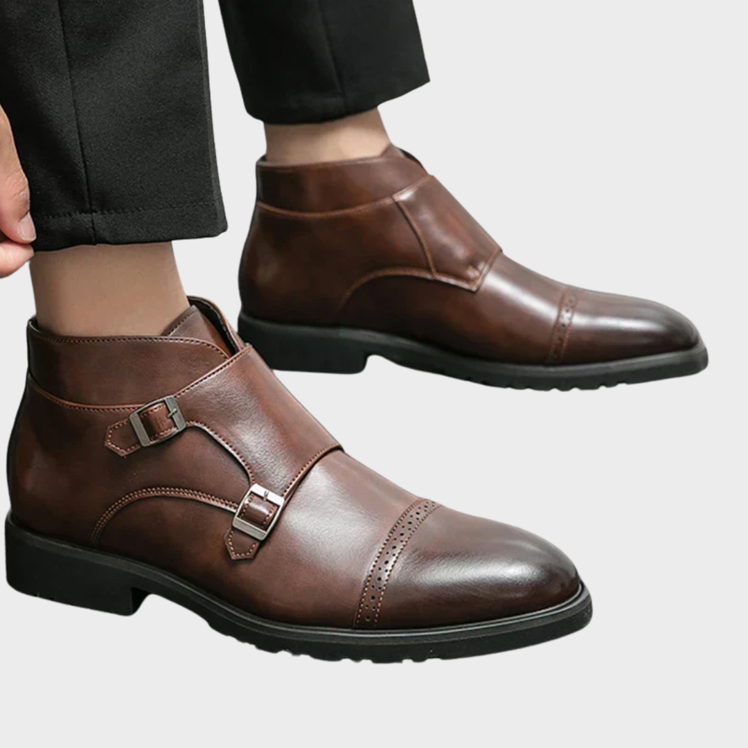 Parker | Faux Leather Double-Buckle Boots