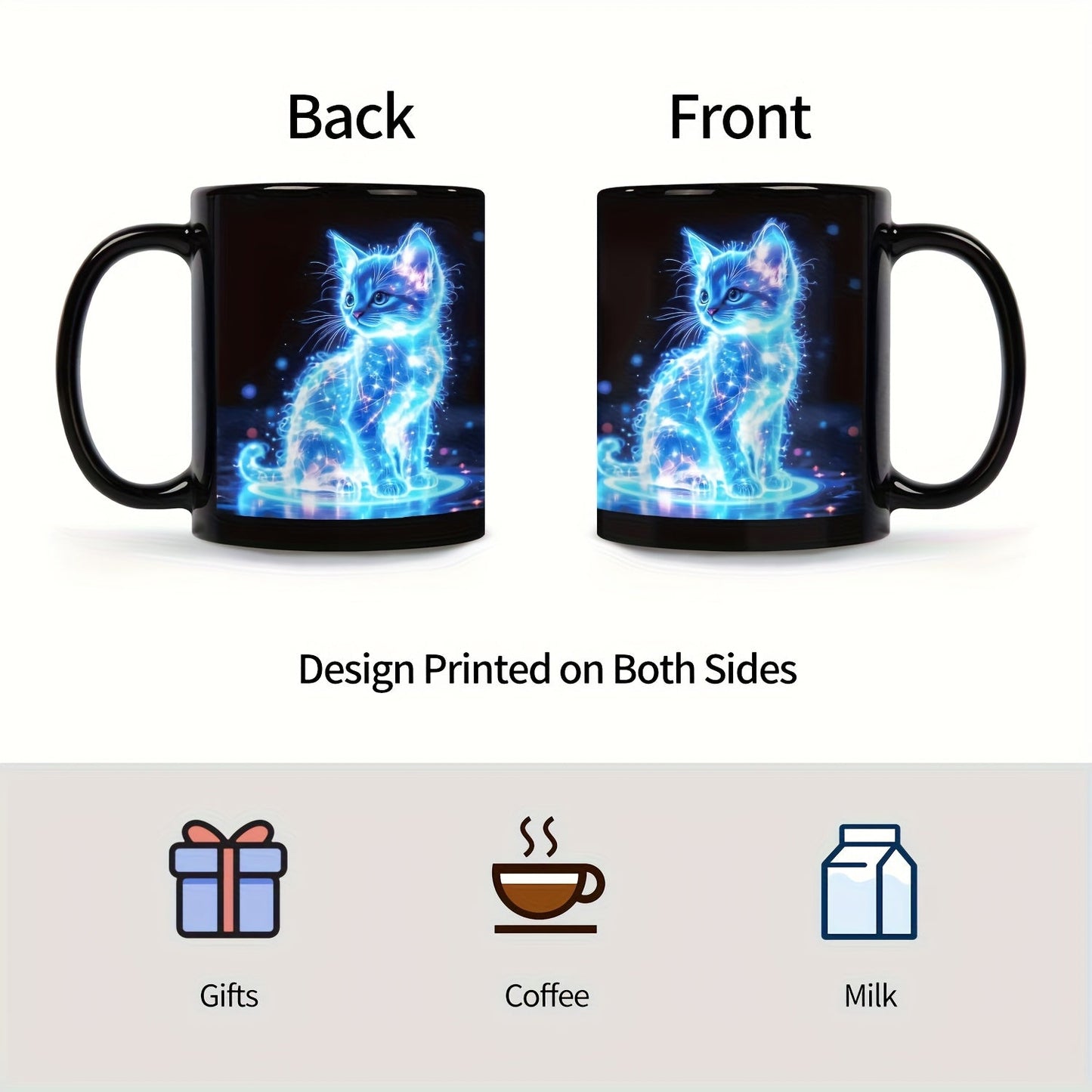 Tasse en céramique chat bleu électrique