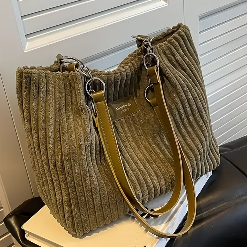 Women’s Corduroy Handbag – Everyday Shoulder Tote