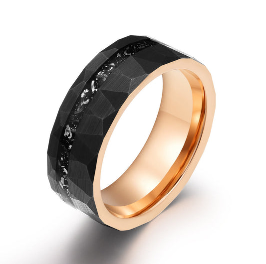 Bague en carbure de tungstène et tourmaline noire Ares de 8 mm