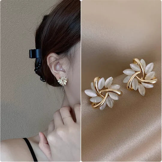 Tori™ – Boucles d'oreilles en pierre courbée et fleur