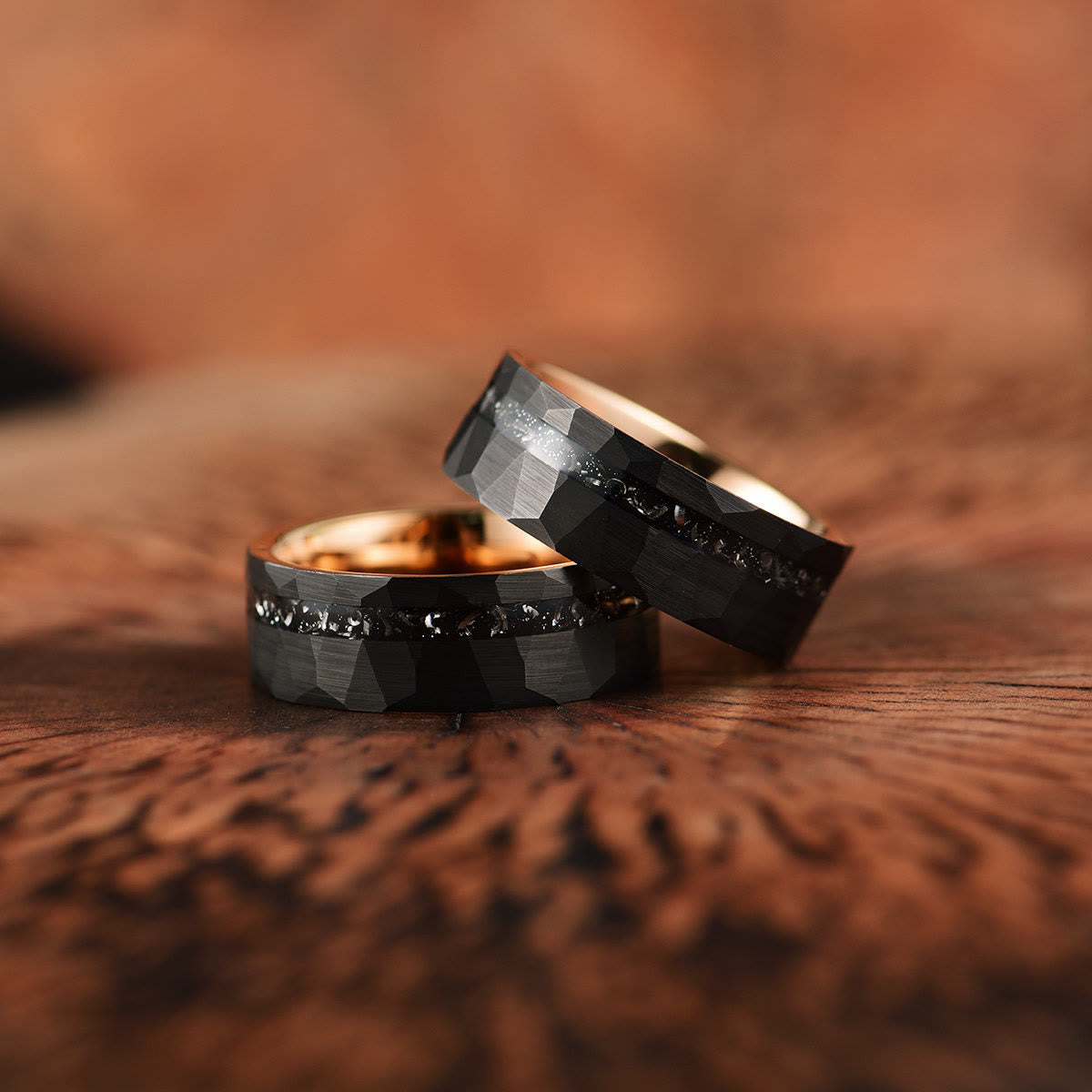 Bague en carbure de tungstène et tourmaline noire Ares de 8 mm